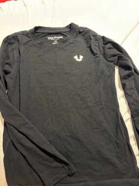 True Religion Black Long Sleeve Crewneck with Small Logo